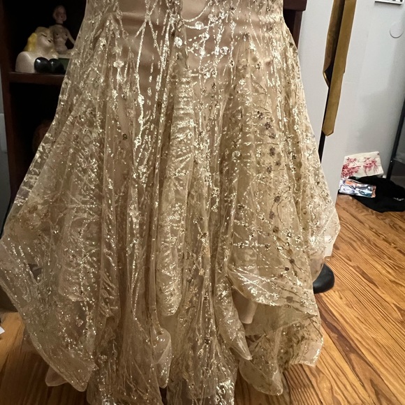 Gold Glitter and Sequin Clarisse Prom Dress - Picture 7 of 12